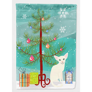 0638508600950 - FOREIGN CAT MERRY CHRISTMAS TREE 2-SIDED GARDEN FLAG