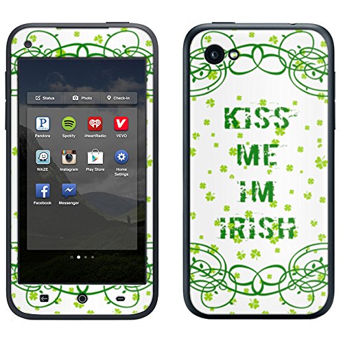 0638632766119 - SKIN DECAL FOR HTC FIRST - KISS ME I'M IRISH GREEN THREE LEAF CLOVERS