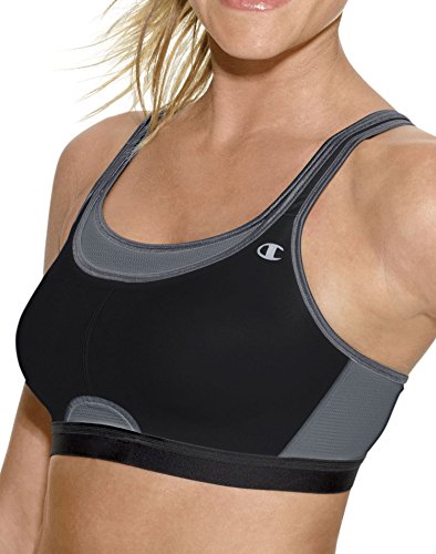 0638761025422 - CHAMPION WOMEN'S ALL-OUT SUPPORT SPORTS BRA, WHITE/BLACK, 36C