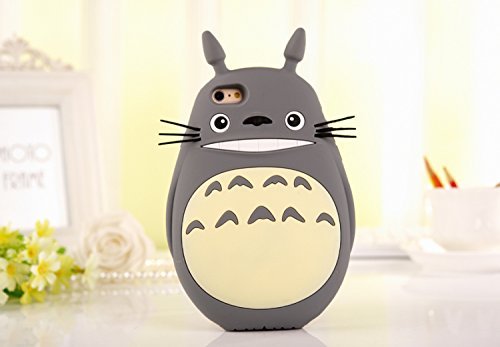 0638827642945 - IPHONE 6S CASE, IPHONE 6 CASE, CUTE 3D CARTOON LOVELY HAPPY TOTORO DESIGNED SOFT GEL RUBBER SILICONE PROTECTION SKIN CASE COVER FOR IPHONE 6 / 6S 4.7 (GRAY)