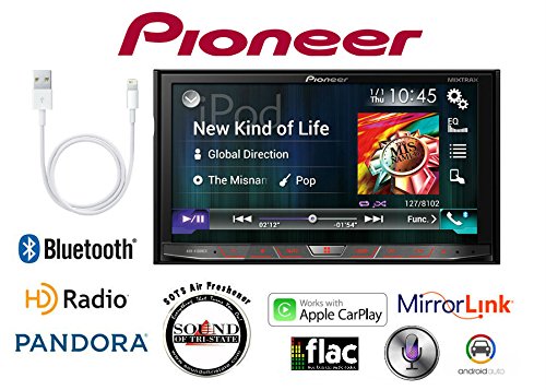 0638827812928 - PIONEER AVH-4100NEX IN DASH DOUBLE DIN 7 DVD/CD RECEIVER WITH LIGHTNING TO USB ADAPTER CABLE AND A FREE SOTS AIR FRESHENER