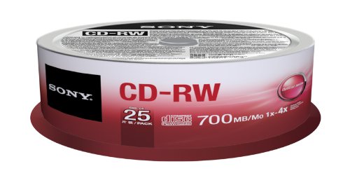 0638865625825 - SONY 25CRW80SPM CD-RW 4X 700MB SPINDLE REWRITABLE CD, 25-PACK