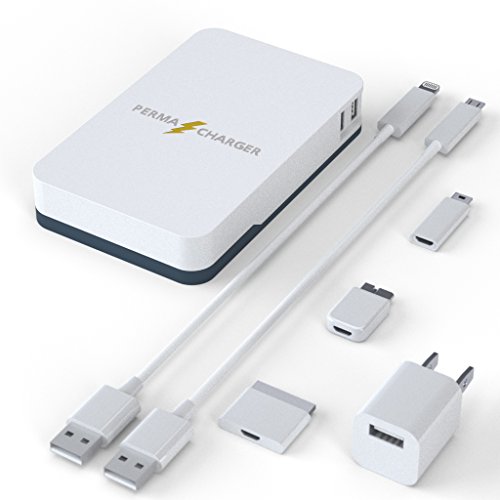 0638865867249 - TODAY'S DEAL! PERMACHARGER® PORTABLE 11,000 MAH USB BATTERY BANK FOR IPHONE/ANDROID/TABLET/MANY OTHER DEVICES. WORLD'S ONLY POWER PACK WITH 5 FREE CELLPHONE CABLES & 1 WALL ADAPTER.