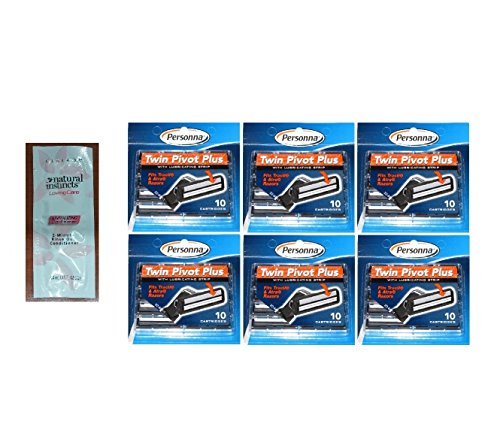 0638872588526 - PERSONNA TWIN PIVOT PLUS REFILL BLADE CARTRIDGES W/ LUBRICATING STRIP FOR ATRA & TRAC II RAZORS 10 CT. (PACK OF 6) WITH FREE LOVING COLOR TRIAL SIZE CONDITIONER