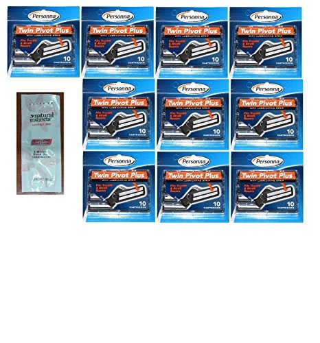0638872588533 - PERSONNA TWIN PIVOT PLUS REFILL BLADE CARTRIDGES W/ LUBRICATING STRIP FOR ATRA & TRAC II RAZORS 10 CT. (PACK OF 10) WITH FREE LOVING COLOR TRIAL SIZE CONDITIONER