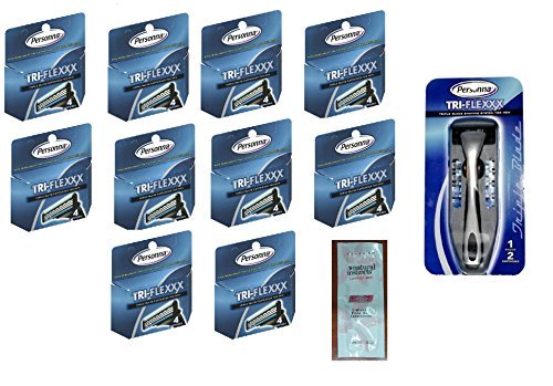 0638872590628 - MEN'S PERSONNA TRI-FLEXXX RAZOR BLADE HANDLE W/ 2 CARTRIDGES + PERSONNA TRI-FLEXXX TRIPLE BLADE REFILL CARTRIDGES FOR MEN 4 CT. (PACK OF 10) WITH FREE LOVING COLOR TRIAL SIZE CONDITIONER