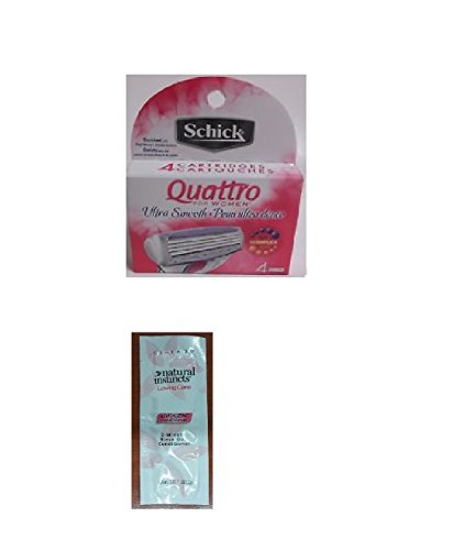 0638872590932 - SCHICK QUATTRO FOR WOMEN RAZOR REFILL BLADE CARTRIDGES, ULTRA SMOOTH, 4 CT. WITH FREE LOVING COLOR TRIAL SIZE CONDITIONER