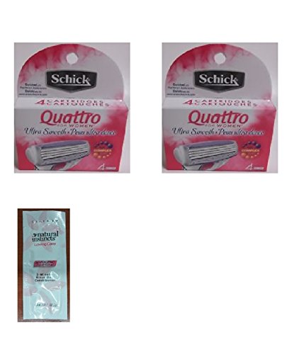 0638872590949 - SCHICK QUATTRO FOR WOMEN RAZOR REFILL BLADE CARTRIDGES, ULTRA SMOOTH, 4 CT. (PACK OF 2) WITH FREE LOVING COLOR TRIAL SIZE CONDITIONER