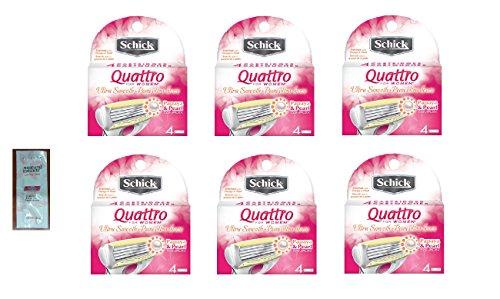 0638872590970 - SCHICK QUATTRO FOR WOMEN RAZOR REFILL BLADE CARTRIDGES, ULTRA SMOOTH, 4 CT. (PACK OF 6) WITH FREE LOVING COLOR TRIAL SIZE CONDITIONER