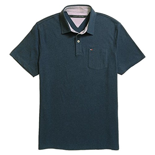 0638876760829 - TOMMY HILFIGER MENS CUSTOM FIT SOLID COLOR POLO SHIRT - L - NAVY