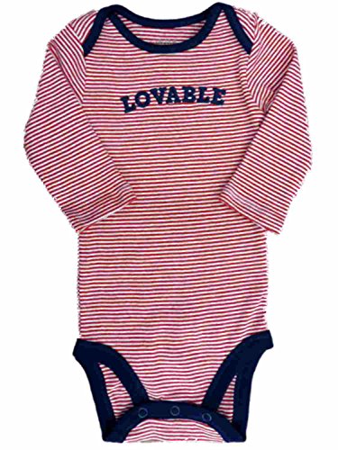 0638888097111 - CARTER INFANT BOY LOVABLE RED WHITE STRIPED CREEPER VALENTINES DAY BODYSUIT 0-3M