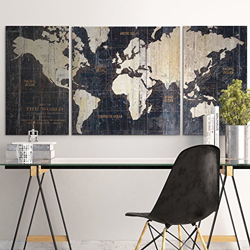 0639072269734 - MASTERPC OLD WORLD MAP BLUE BY AVERY TILLMON GRAPHIC ART ON WRAPPED CANVAS SET,