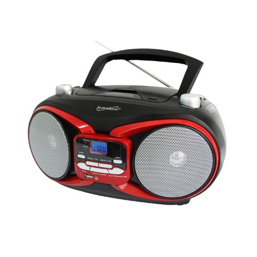 0639131005044 - SUPERSONIC SC-504 RED PORTABLE AUDIO SYSTEM MP3/CD PLAYER /RADIO/USB/ AUX