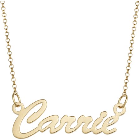 0639211906193 - PERSONALIZED WOMEN’S 14KT GOLD OVER STERLING HOLLYWOOD SCRIPT NAMEPLATE NECKLACE, 18”, 1MM THICKNESS