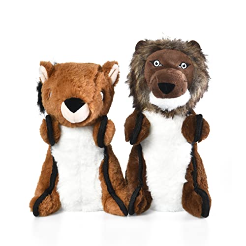 0639228484608 - AMAZON BASICS SQUEAKY DOG PLUSH TOY, LION AND SQUIRREL, 2 PACK