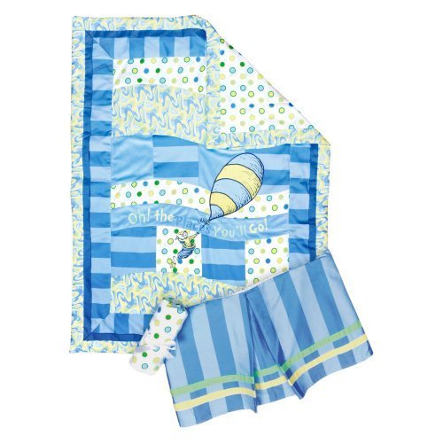 0639266442318 - BEST SELLER DR. SEUSS BLUE OH, THE PLACES YOU'LL GO! 3PC CRIB BEDDING SET BY TREND LAB