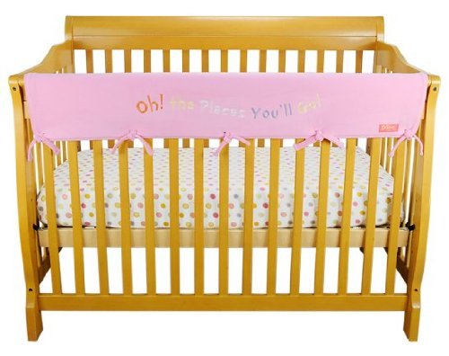 0639266444237 - BEST SELLER DR. SEUSS OH! THE PLACES YOU'LL GO PINK FLEECE CRIBWRAP® WIDE RAIL COVER FOR CRIB FRONT/BACK BY TREND LAB