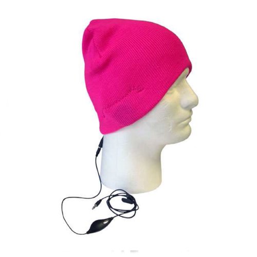 0639266723981 - C&E BOSS TECH KNIT BEANIE HAT WITH BUILT-IN HANDSFREE HEADSET - NON-RETAIL PACKAGING - PINK