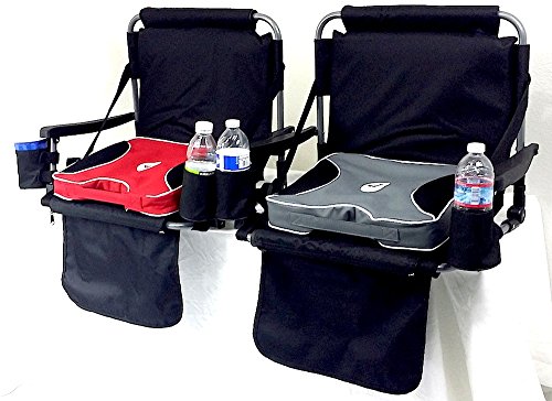 0639266931836 - TWO PACK--OASIS BLEACHER CHAIR DUAL COMBO--TWO STADIUM SEATS W/ REMOVEABLE CUSHIONS, CELL PHONE & DRINK HOLDER -5 YEARS WARRANTY--
