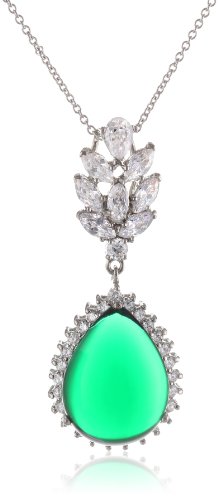 0639268025786 - NINA 'TANJA' EMERALD AND FLAME TOP CUBIC ZIRCONIA CHAIN PENDANT NECKLACE, 18