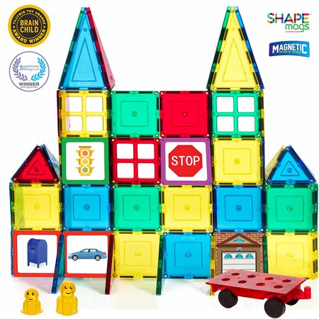 0639277853271 - AWARD WINNING MAGNETIC STICK N STACK 60 PIECE MAGNETIC TILES STARTER SET WITH 4 WINDOWS (VIEW ALL PHOTOS)