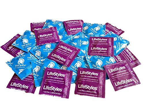 0639385945073 - TROJAN AND LIFESTYLES SPERMICIDAL COMBO PACK PREMIUM LUBRICATED LATEX CONDOMS WITH SPERMICIDE- 24 COUNT