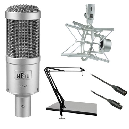 0639476429154 - HEIL SOUND PR 40 DYNAMIC CARDIOID STUDIO MICROPHONE BUNDLE WITH PRSM SHOCK MOUNT, TWO-SECTION BROADCAST ARM AND MICROPHONE CABLE