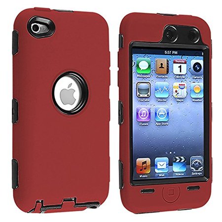 0639767758369 - DELUXE RED 3-PART HARD/SKIN CASE COVER FOR IPOD TOUCH 4 4G 4TH GEN