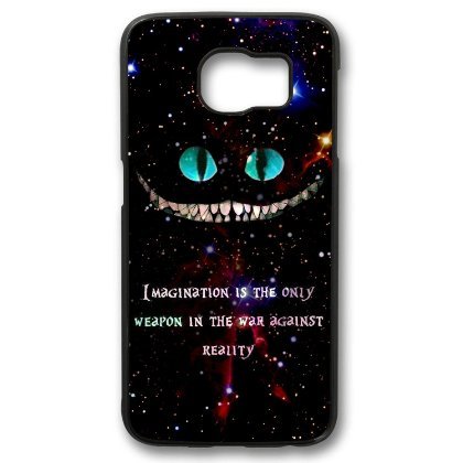 6398494143575 - ALICE IN WONDERLAND CHESHIRE CAT QUOTE FOR IPHONE AND SAMSUNG GALAXY CASE (SAMSUNG S6 EDGE BLACK)
