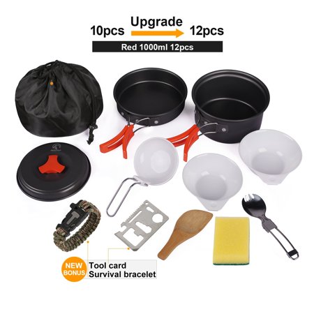 0639853845942 - REDCAMP CAMPING COOKWARE KIT, 1-2 PERSON,LIGHTWEIGHT & COMPACT CAMPING MESS SET, NON-STICK ALUMINUM CAMPING POTS AND PANS SET