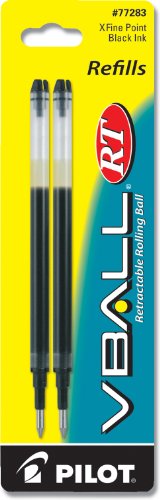 0640206411233 - PILOT VBALL RT LIQUID INK REFILL, 2-PACK FOR RETRACTABLE ROLLING BALL PENS, EXTRA FINE POINT, BLACK INK