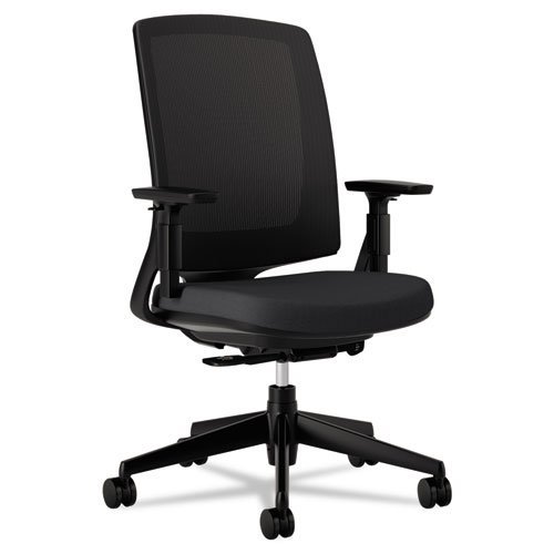 0640206419581 - HON LOTA MID-BACK WORK CHAIR WITH MESH BACK FOR OFFICE OR COMPUTER DESK, BLACK