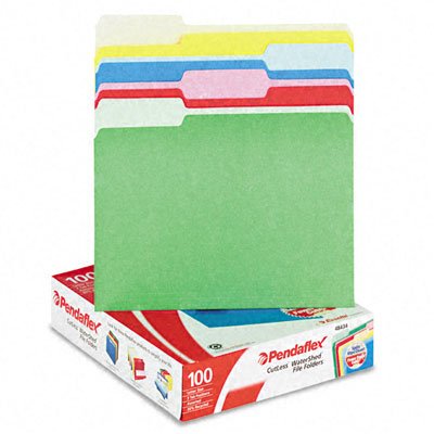 0640206475389 - PENDAFLEX 48434 CUTLESS AND WATERSHED FILE FOLDERS, LETTER SIZE, ASSORTED, 1/3 CUT, TOP TAB, 100/BOX