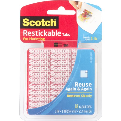 0640206517393 - SCOTCH RESTICKABLE TABS, 1 X 1 INCHES, 18 SQUARES (R100)