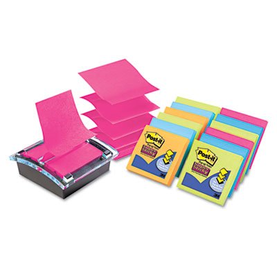 0640206546720 - MMMDS330SSVA - POST-IT SUPER STICKY POP-UP NOTES DISPENSER WITH POST-IT NOTES IN ASSORTED BRIGHT COLORS