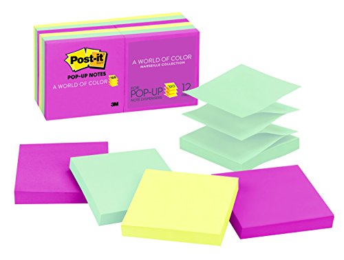 0640206557641 - POST-IT POP-UP NOTES, 3 IN X 3 IN, MARSEILLE COLLECTION, 12 PADS/PACK, 100 SHEETS/PAD (R330-12AP)