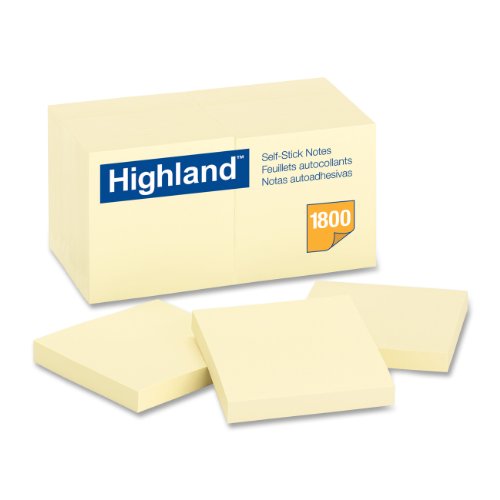 0640206574105 - HIGHLAND NOTES, 3 X 3-INCHES, YELLOW, 18-PADS/PACK