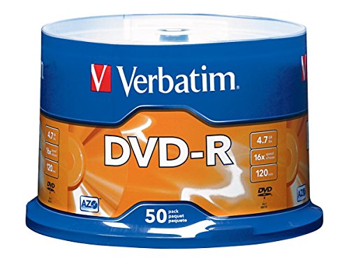 0640206666534 - VERBATIM 4.7GB UP TO 16X BRANDED RECORDABLE DISC AZO DVD-R 50-DISC SPINDLE 95101