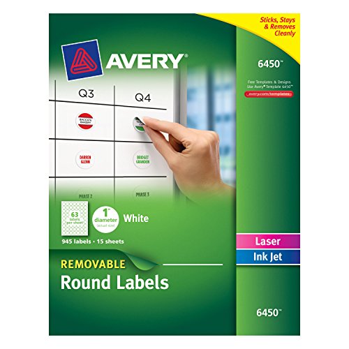 0640206693714 - AVERY REMOVABLE ROUND LABELS, 1-INCH DIAMETER, WHITE, PACK OF 945