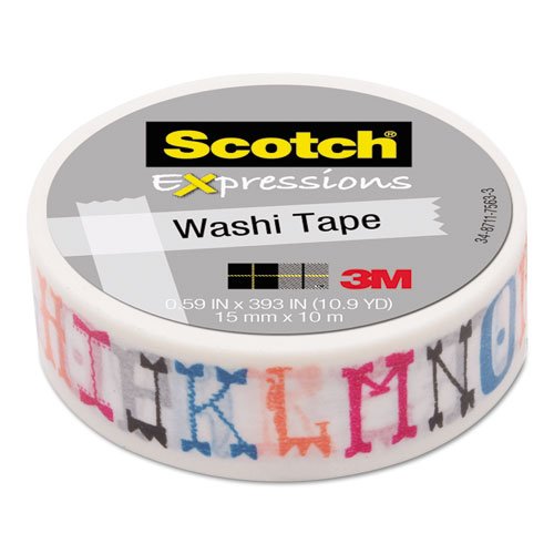 0640206693912 - SCOTCH(R) EXPRESSIONS WASHI TAPE, .59 X 393, 1 ROLL/PACK, ILLUSTRATED ALPHA