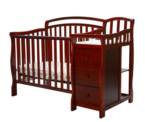 0640522770151 - DREAM ON ME CASCO 3 IN 1 MINI CRIB AND DRESSING TABLE COMBO, CHERRY