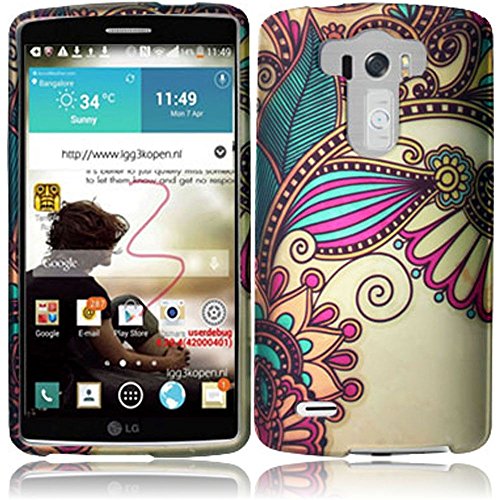 0640671483896 - RUBBERIZED PLASTIC ANTIQUE FLOWER HARD COVER SNAP ON CASE LG G3 + FREE CAR CHARGER (ACCESSORYS4LESS)