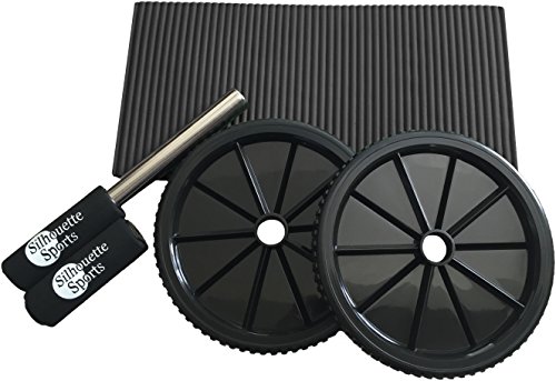 0640746326325 - AB ROLLER WITH COMFORT KNEE PAD (BLACK) AND SOFT FOAM HANDLES - PRO ABDOMINAL EXERCISE ROLLER - BEST CORE FITNESS WORKOUT FOR SIX PACK ABS (BLACK)