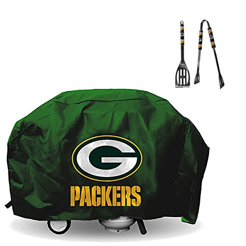 0640746525865 - OFFICIAL NATIONAL FOOTBALL FAN SHOP AUTHENTIC NFL LARGE GRILL COVER AND BBQ UTENSIL SET (GREEN BAY PACKERS)