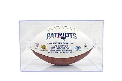 0640746526053 - OFFICIAL NATIONAL FOOTBALL LEAGUE FAN SHOP AUTHENTIC NFL SIGNATURE SERIES TEAM FOOTBALL AND DISPLAY CASE (NEW ENGLAND PATRIOTS)