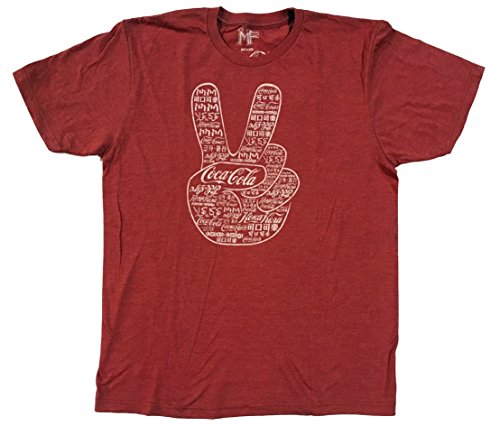 0640823974579 - COCO-COLA CLASSIC LANGUAGE PEACE SIGN RED T-SHIRT (L)