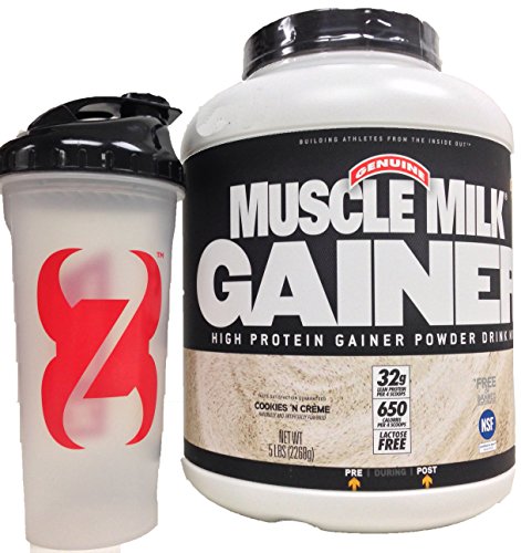0640864836911 - CYTOSPORT MUSCLE MILK GAINER SUPPLEMENT WITH MONSTER SHAKER BOTTLE, COOKIES 'N CRÈME, 5 POUND