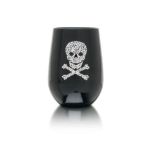 0640986027037 - ICON BLACK GLASS CANDLE SKULL AND BONES