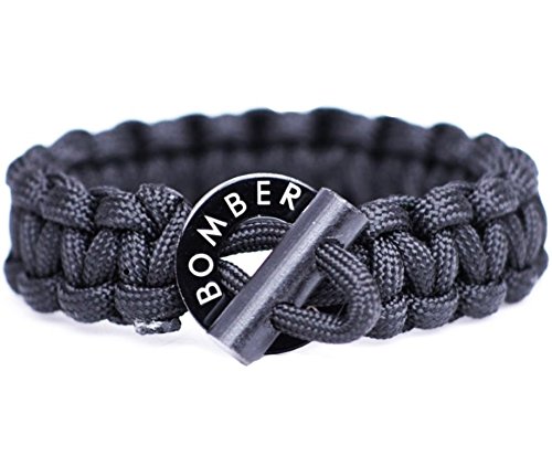 0641061919308 - PARACORD SURVIVAL BRACELET WITH FIRESTARTER BY BOMBER AND COMPANY ● MILITARY GRADE TYPE III 7 STRAND 550 LB TEST ● PREMIUM QUALITY OUTDOOR GEAR ● PERFECT FOR ULTRALIGHT BACKPACKING & ADVENTURE CAMPING KIT ● VOTED 2015 BEST LIFETIME GUARANTEE (BOMBER BLAC