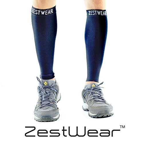 0641243820385 - CALF COMPRESSION SLEEVE BY ZESTWEAR 1 MEDIUM PAIR 20-30 MMHG GRADUATED COMPRESSION SLEEVES SHIN SPLINTS SUPPORT REDUCES RUNNING INJURY AND SWELLING IN LEG AND CALVES SOCKS AND STOCKINGS ALTERNATIVE